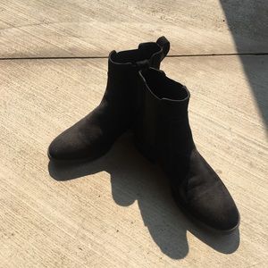 Black faux suede ankle boots(fits like a size 8)